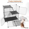 Cat Cage DIY Indoor Pet Home Small Animal House Detachable Playpen with 3 Doors 3 Tiers for Kitten Puppy Bunny Exercise. (Black, 28.15x13.97x42.12in)