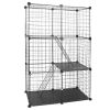 Cat Cage DIY Indoor Pet Home Small Animal House Detachable Playpen with 3 Doors 3 Tiers for Kitten Puppy Bunny Exercise. (Black, 28.15x13.97x42.12in)